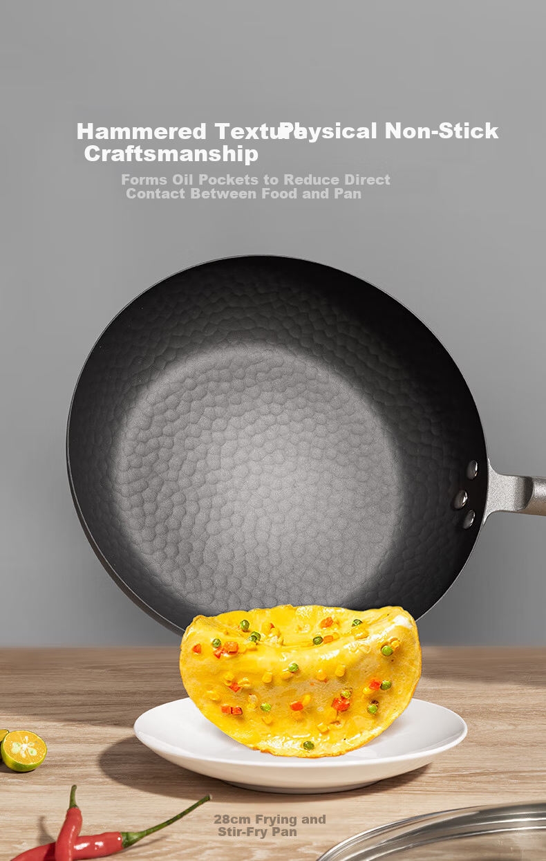 Melong Meili Athens 30cm Pure Iron Wok Non-Coated Healthy Non-Stick Home Cooking Pan 7