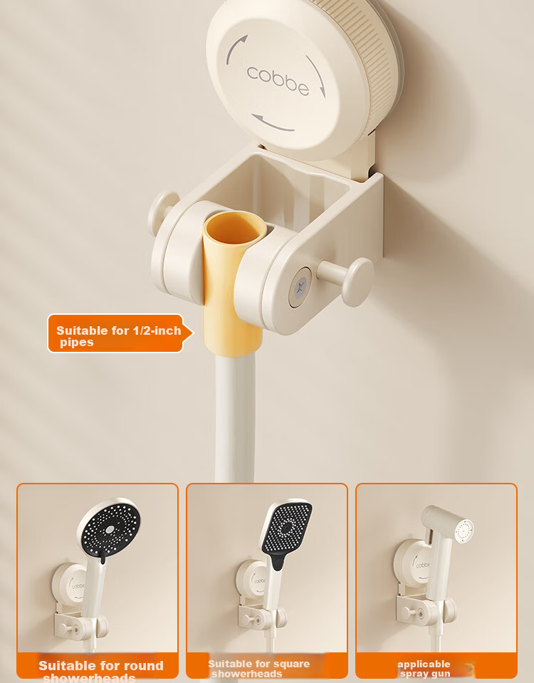 Kabe Suction Cup Shower Head Bracket Movable No-Drill Holder Child Shower Head Bathroom Fixing Tool 6