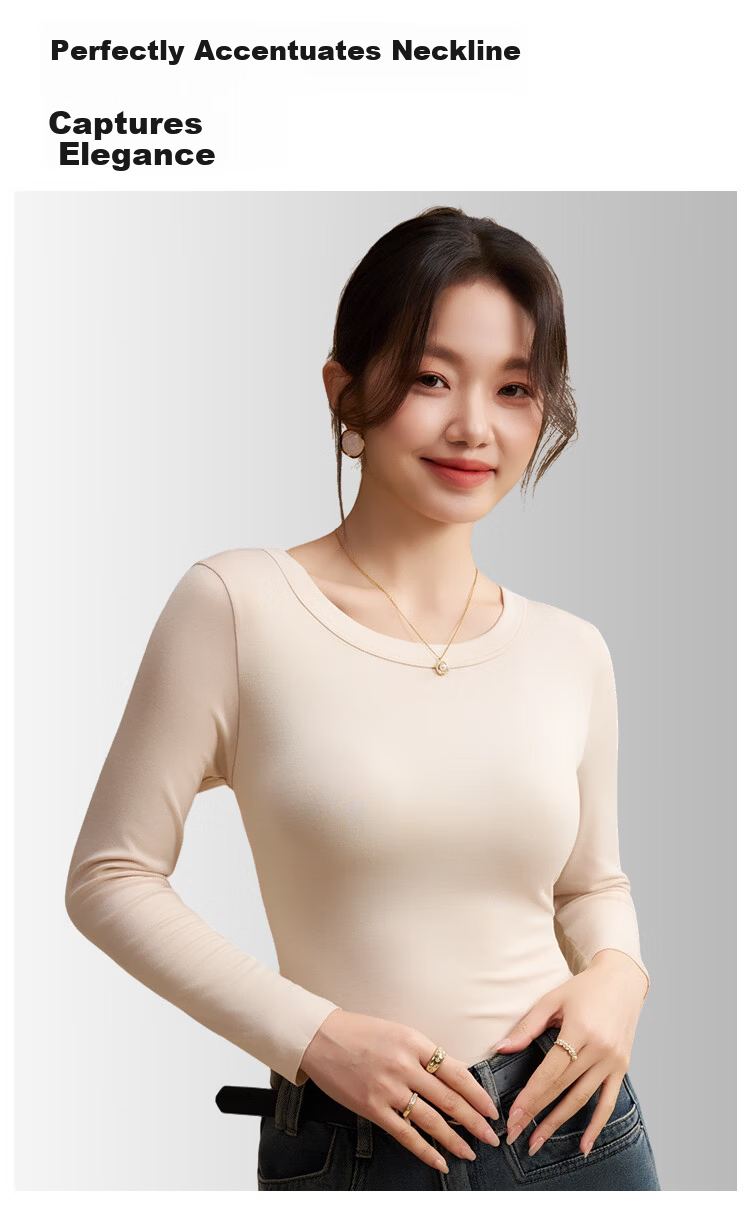 Miiow Women's Wool Acrylic Acetate Thin Round Neck Slim Fit Long Sleeve Knit Top for Spring and Autumn 8