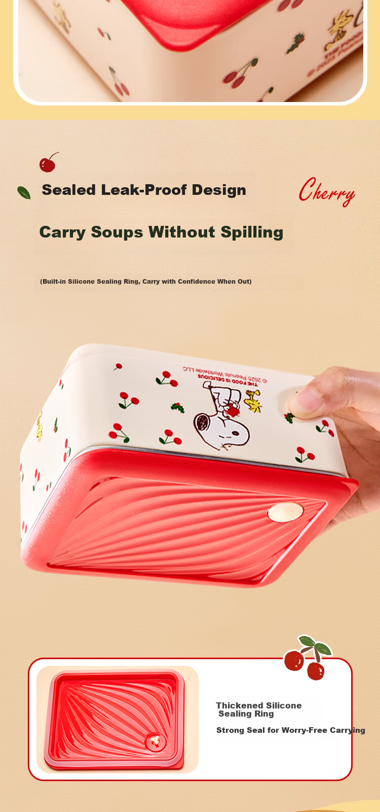 SNOOPY Insulated Lunch Box Bag Set of 4 Portable Thermal Cooler Bento Bags for Students and Office Workers 10