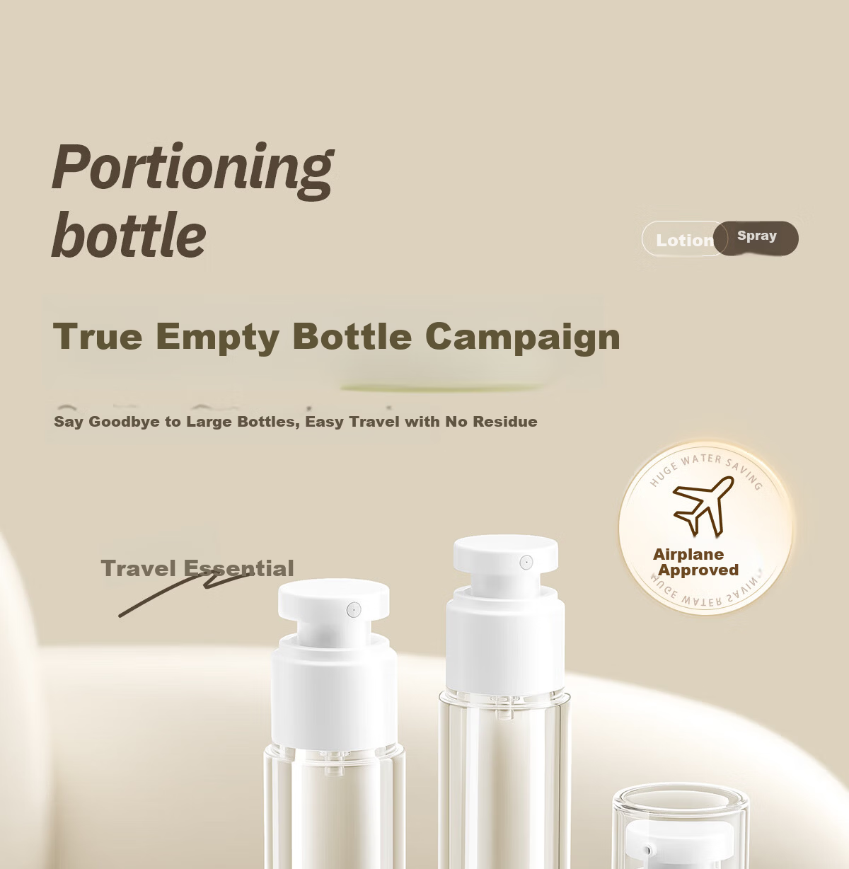 Ouyizi Vacuum Refill Bottle Set Travel Spray Makeup Shampoo Press Lotion Empty Portable 4-Piece Set 50ml 1