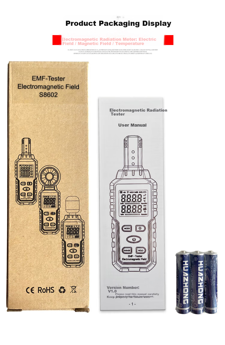 Meidemei Portable Household Appliance Electromagnetic Radiation Detector Digital Display High and Low Frequency Electric and Magnetic Field Meter S8602 14
