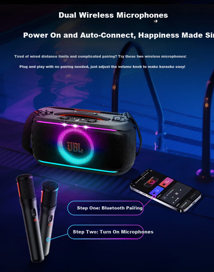 JBL PARTYBOX ON THE GO 2nd Gen Wireless Bluetooth Speaker Long Battery Life Bass Outdoor Portable Mobile Karaoke Party Smart Speaker 8