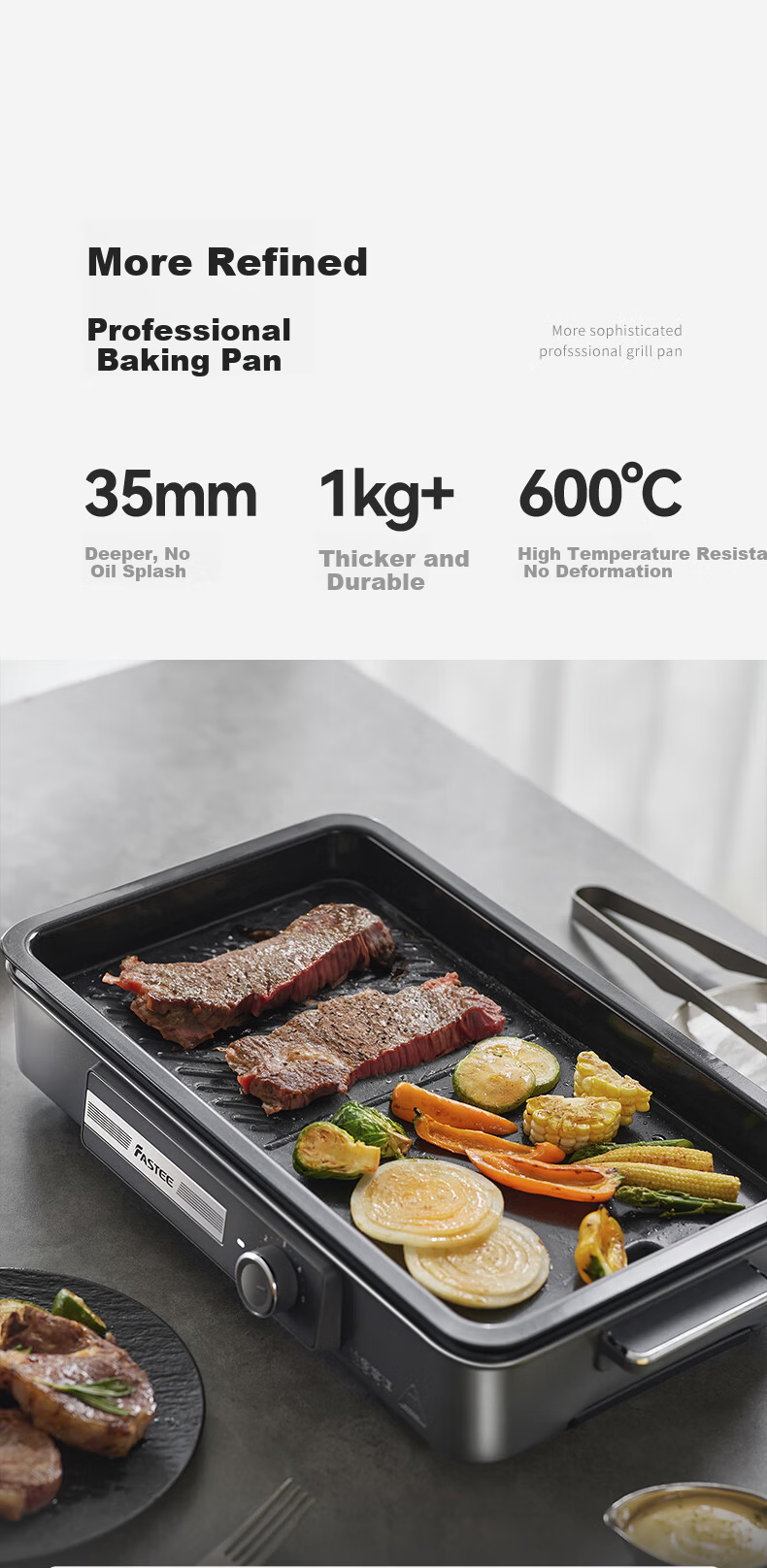 Fastee Electric BBQ Grill Pan Household Zero-Fluoride All-Metal Smokeless Electric Grill Non-Stick Steak and Fish Pan FST-49C 13