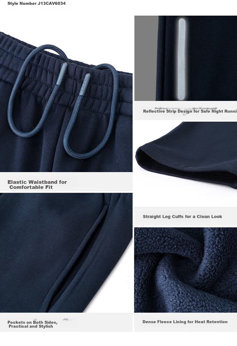 CAMEL Fleece Lined Men's Sports Pants Loose Casual Straight Knit Trousers J13CAVL6034 Phantom Black L 18