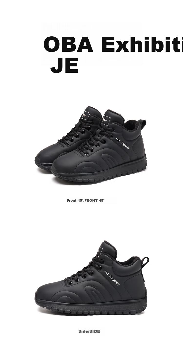 Red Dragonfly Women's Sports Shoes Fleece Lined Warm Casual Lightweight Travel Shoes Soft Sole Wear-Resistant EXC450771 Black Size 38 9