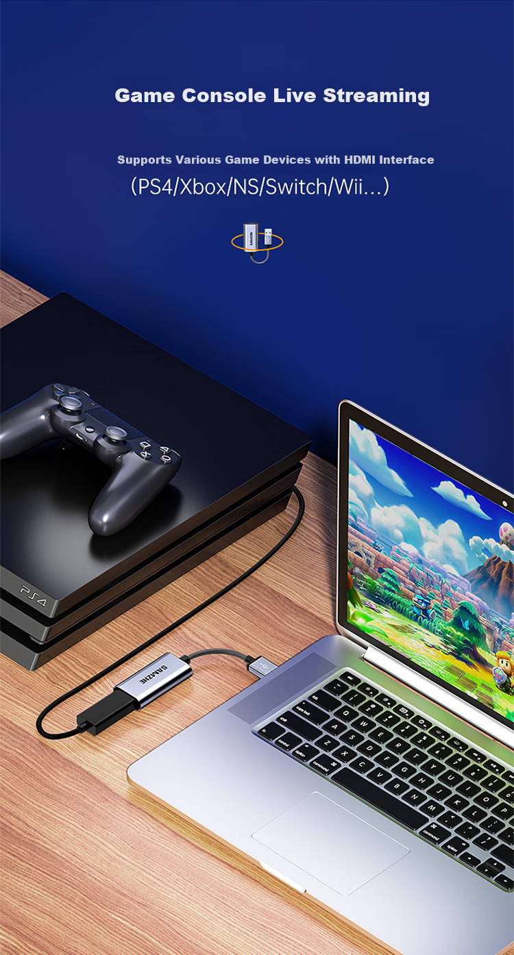 Sanze Video Capture Card Switch Game HDMI Female to USB Capture Adapter Cable PS4/NS Laptop Mobile Phone Live Streaming CJQ-015B 7
