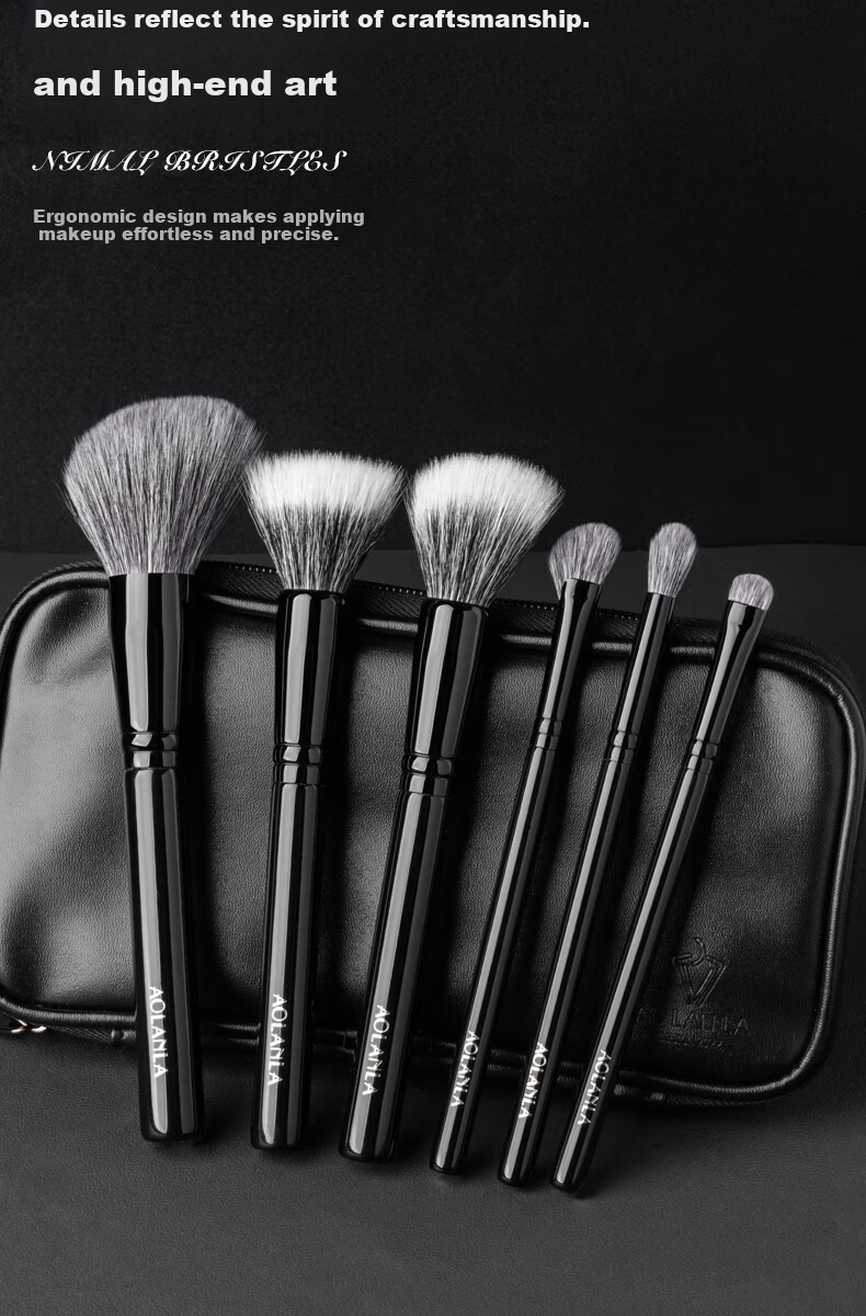 AOLANLA Black Seed Makeup Brush Set 13 Pieces Including Fish Tail Foundation Brush, Triangle Highlighter Brush, Eyebrow and Eyeliner Brushes Gift for Girlfriend 7