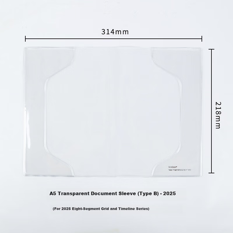 Kinbor Schedule Book Transparent PVC Cover Protective Sleeve for A5 (Type B) Eight-Grid and Timeline Compatible 2025-2026 DT57711 2