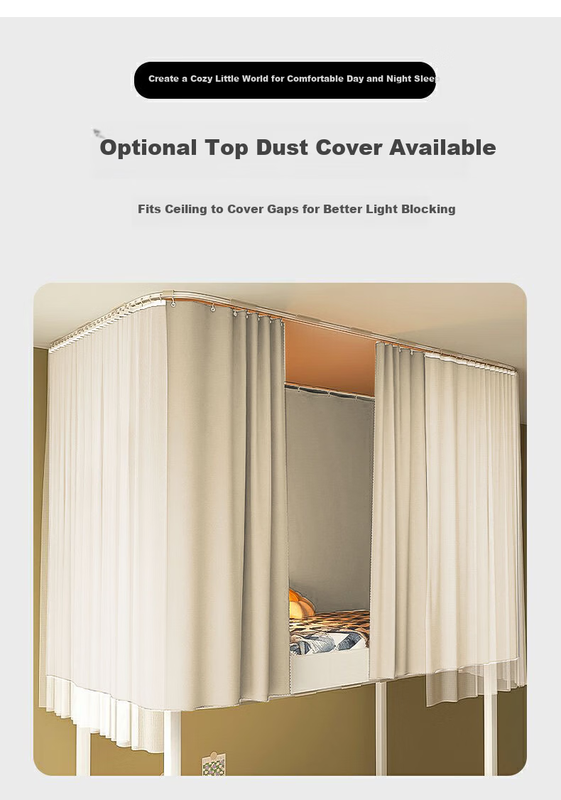 YANYANGTIAN Student Dormitory Strong Blackout Adhesive U-Shaped Rail Bed Curtain 0.9m Bed [Suitable for Bunk Beds] 9