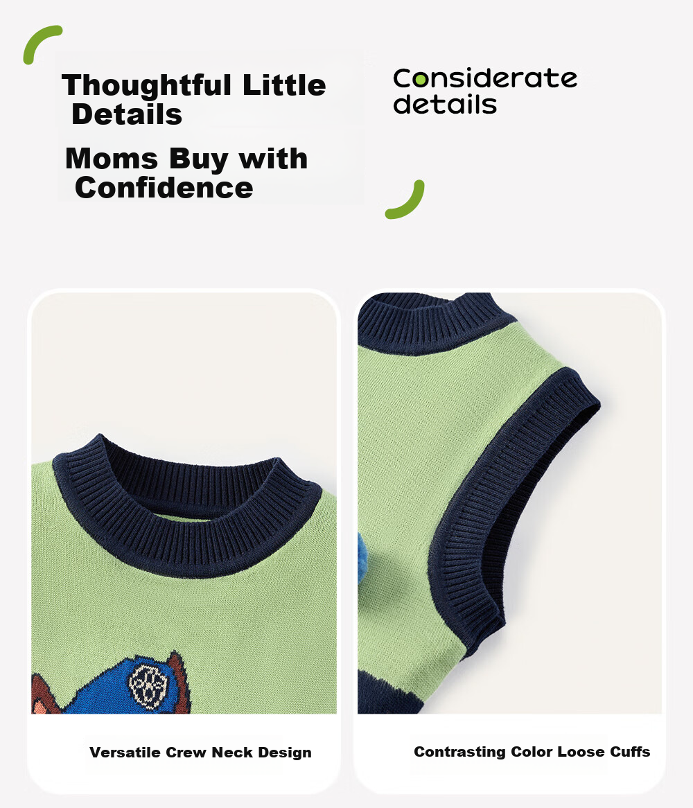 PAW PATROL Kids Vest Sweater New Year Autumn Winter Round Neck Knit Vest Boys Girls Outerwear Green 120 15