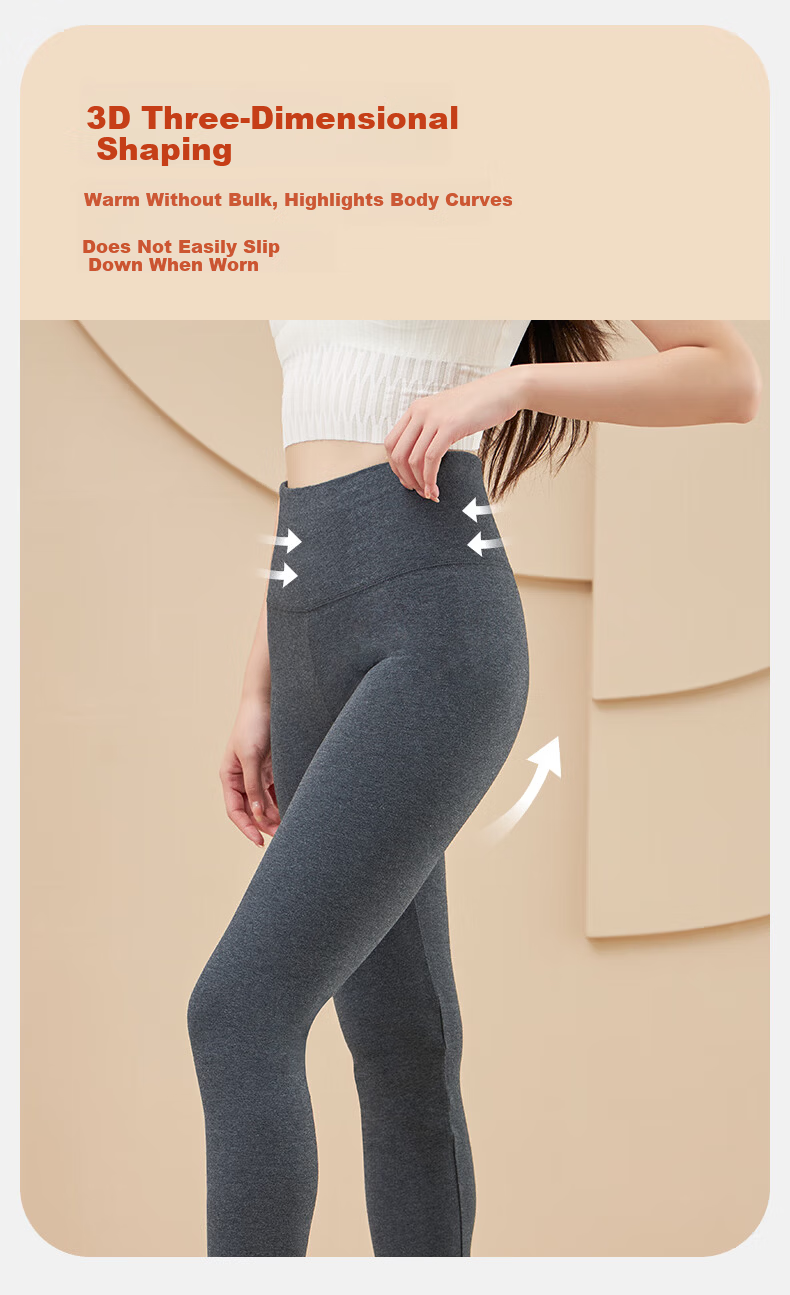 LangSha Women's Cotton Thermal Pants 10A Antibacterial Warmth Anti-Static Comfortable Soft Stretch Breathable High-Waist Single Thermal Leggings 8