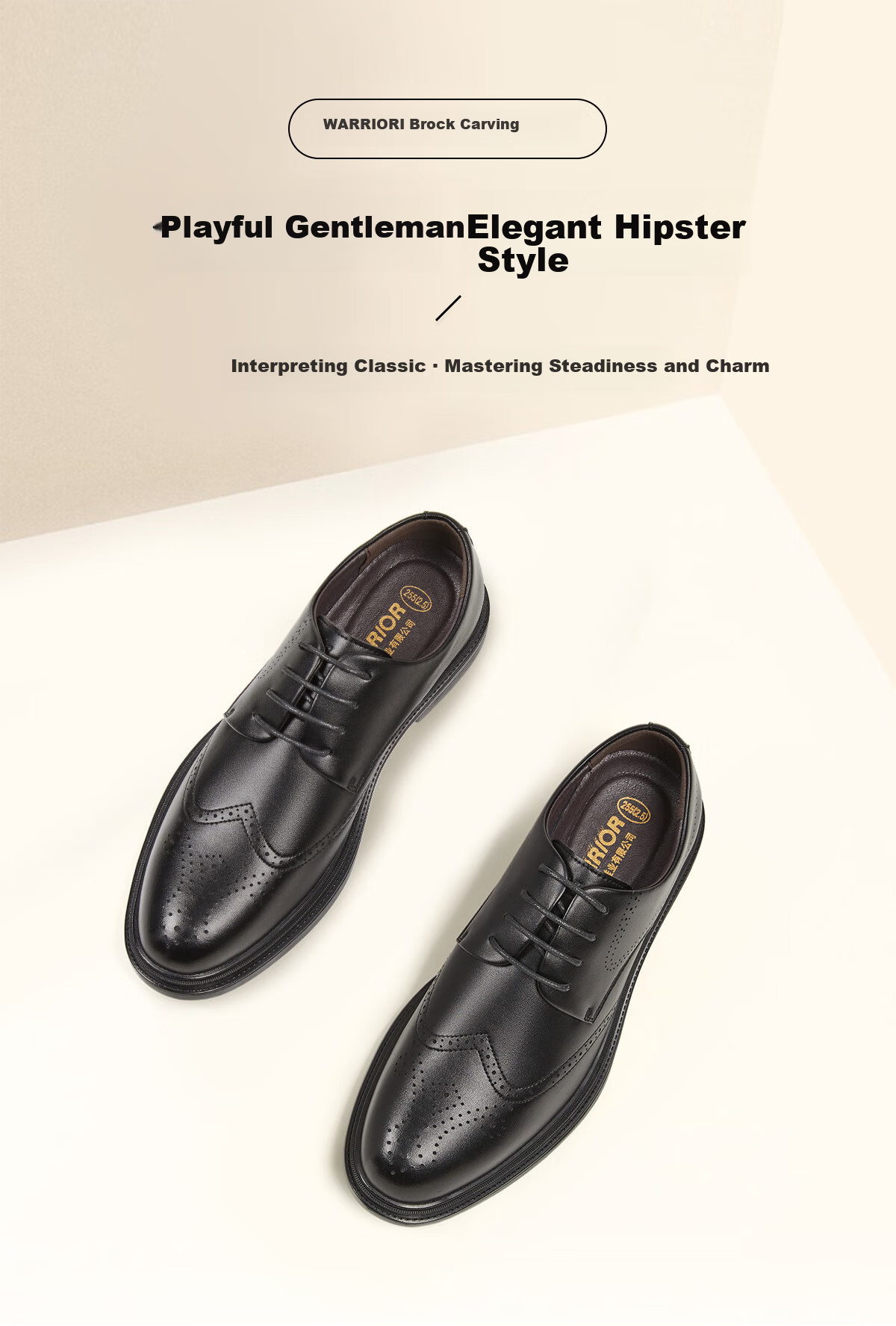 Huili Men's Shoes, Business British Style Brogue Carved Leather Shoes, Versatile Casual Comfortable Soft-Soled Formal Shoes, Black, Size 44 1