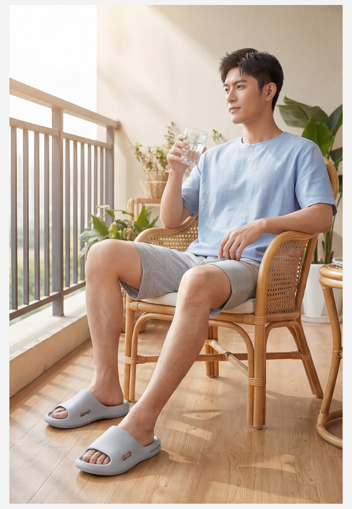 Aokang Men's Summer Home Antibacterial EVA Bathroom Shower Non-Slip Soft Sole Slippers Couple Outdoor Sandals 6