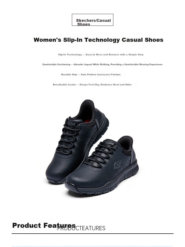 Skechers Women's Casual Commuter Breathable Lightweight Soft Sole Work Shoes BLK Black 35.5 1
