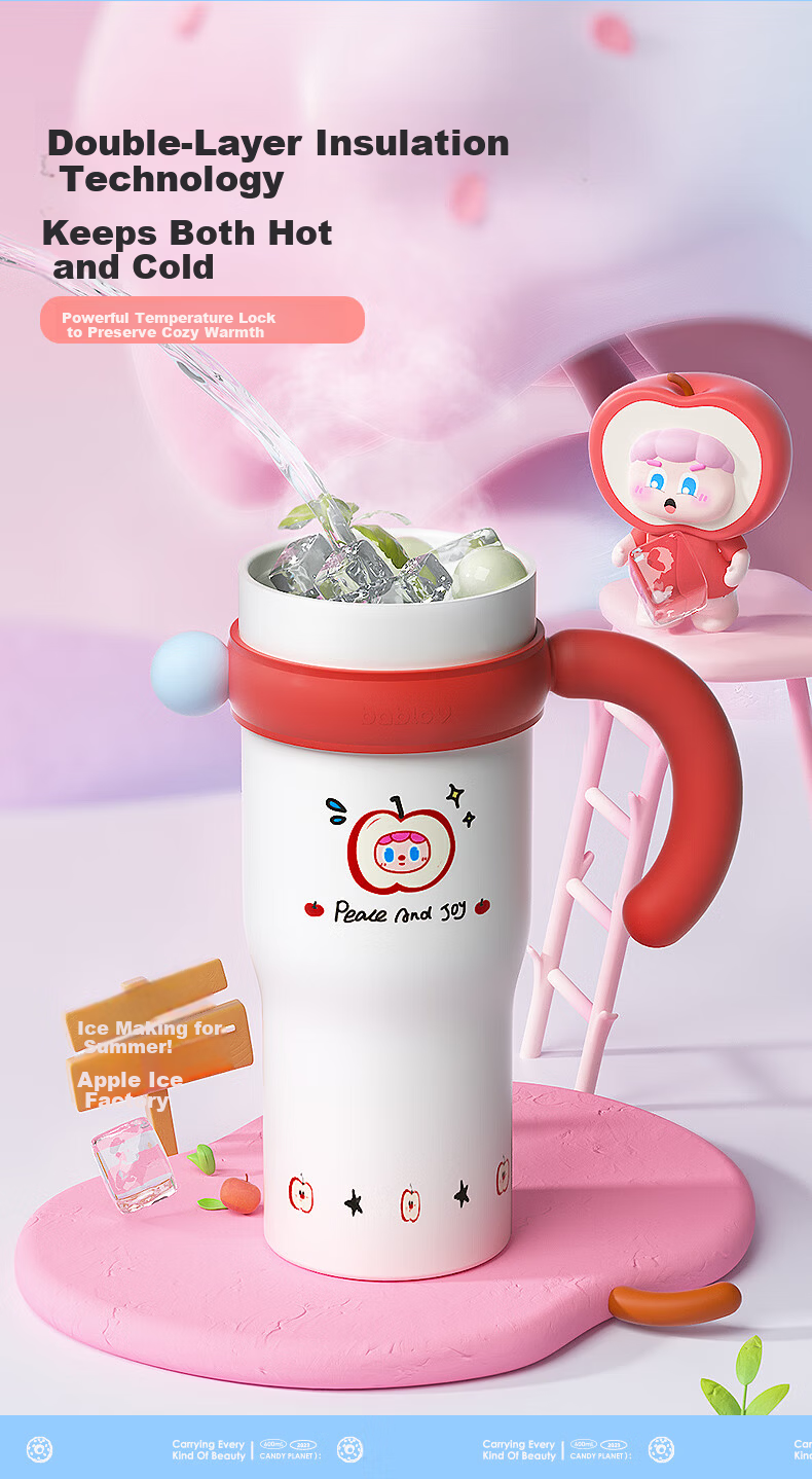 BABLOV Insulated Kids 316L Stainless Steel Portable Silicone Straw Water Bottle 11