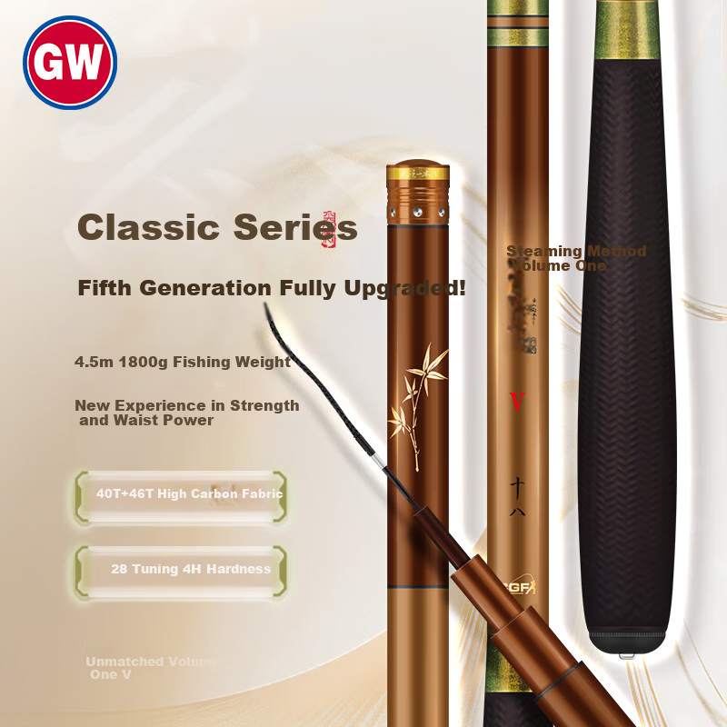 GW 5.4m Ultra-Light Ultra-Hard 28-Tone Multi-Purpose Fishing Rod Hand Rod for Wild Fishing