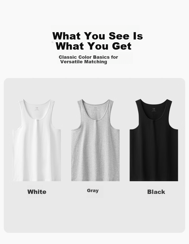 Jingshuran JD Own Brand Cotton Men's Antibacterial Pure Cotton Sweat-Absorbing Breathable Vest Base Shirt Mixed Colors L520 8