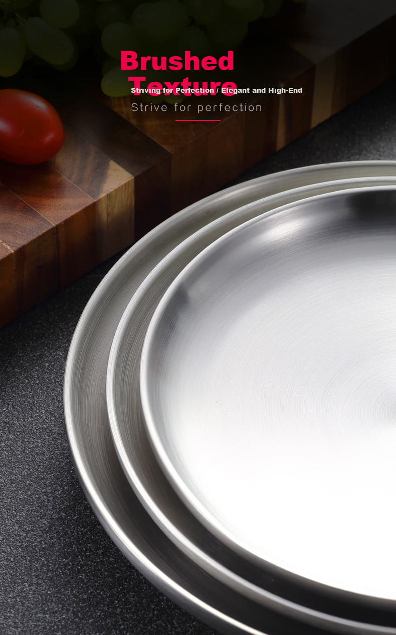 MAXCOOK 304 Stainless Steel Plate Dish, Deep Bowl 16cm, Thickened And Widened, Drop-Resistant MCWA4182 4