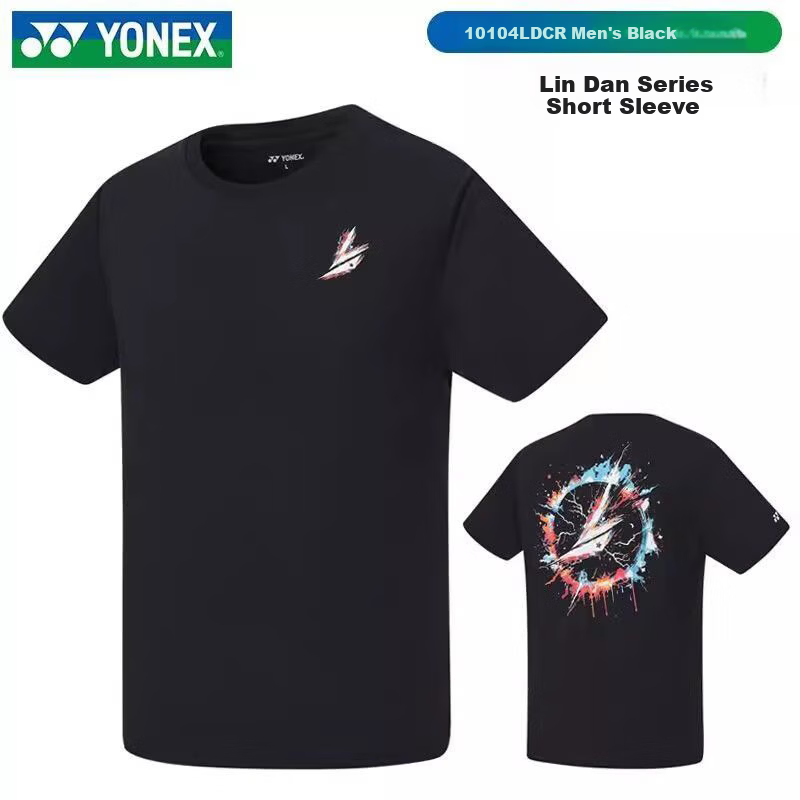 YONEX Badminton Apparel Sportswear Lin Dan Series Short Sleeve Quick-Dry Men's 10104LDCR Black 2XL 4