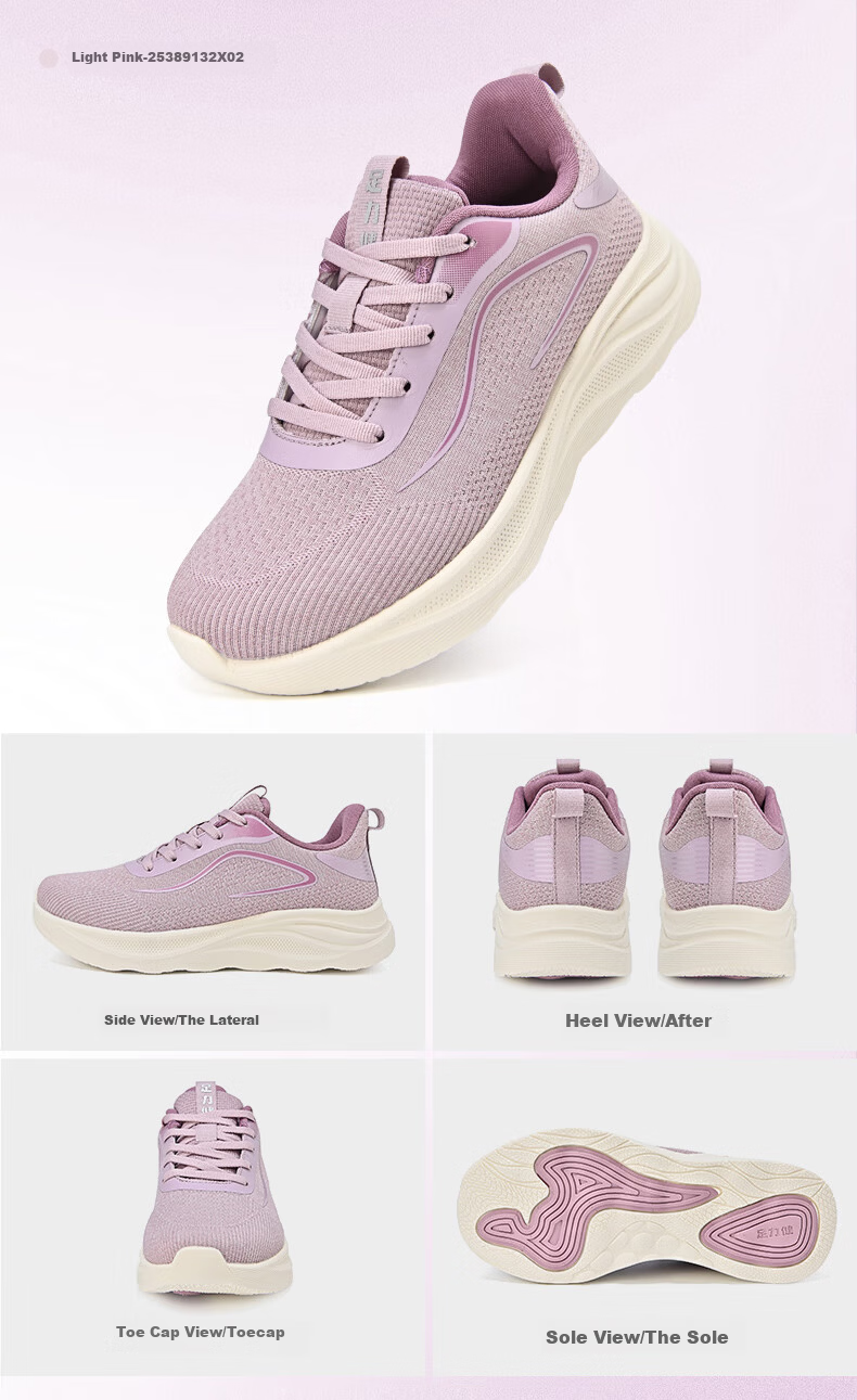 Zulijian Women's Elderly Shoes Non-Slip Comfortable Mom Shoes Middle-Aged Soft Sole Lightweight Walking Shoes 9132 Purple Size 37 7