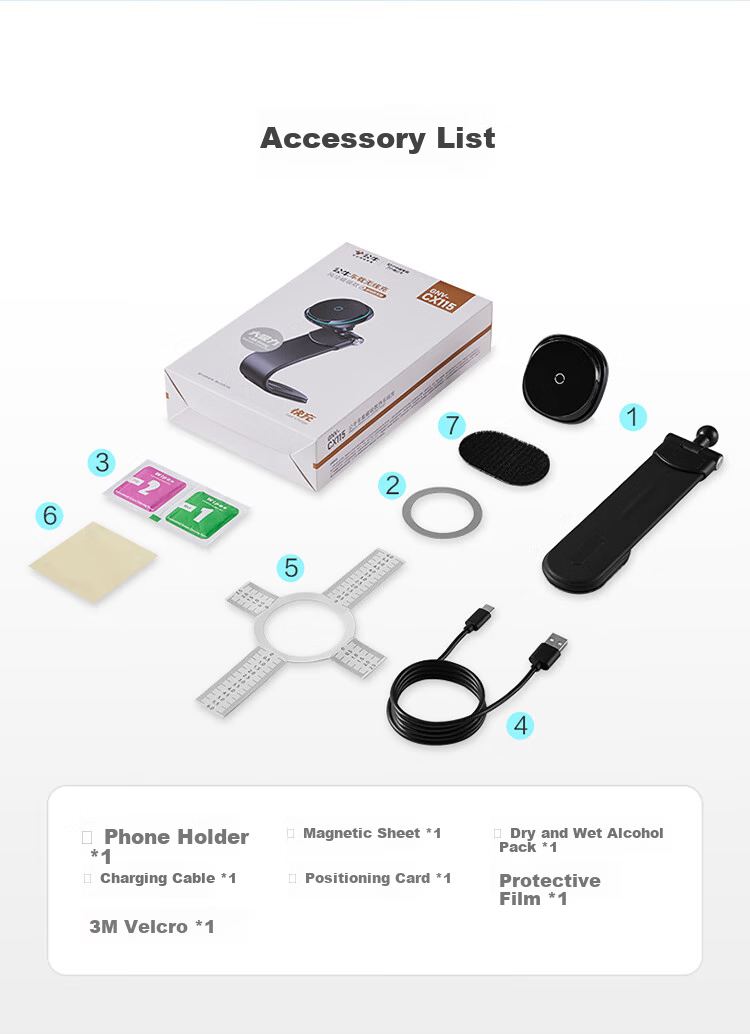 BULL BULL Car Magnetic Wireless Charger Phone Holder Multi-Angle Adjustable Dashboard Mount 9