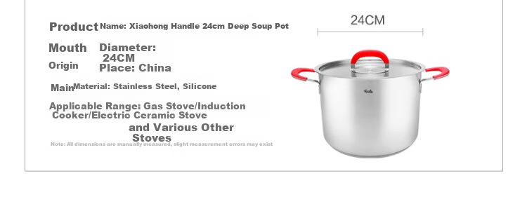 Fissler Little Red Handle Series 24cm Stainless Steel Double Handle Deep Soup Pot with Steel Lid 7