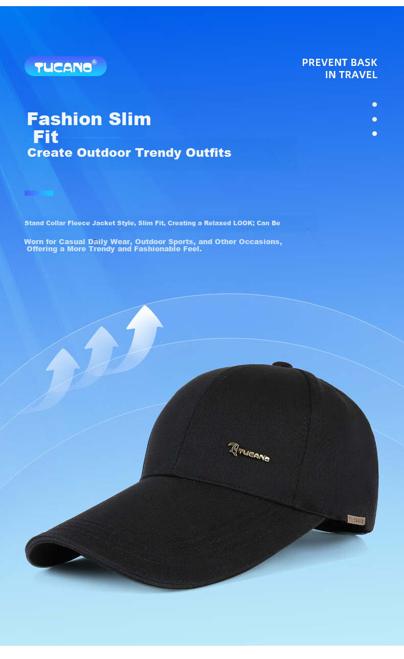 TUCANO Extended Brim Men's Fashion Casual Baseball Cap Winter Outdoor Sports Duckbill Cold-Resistant Hat 3