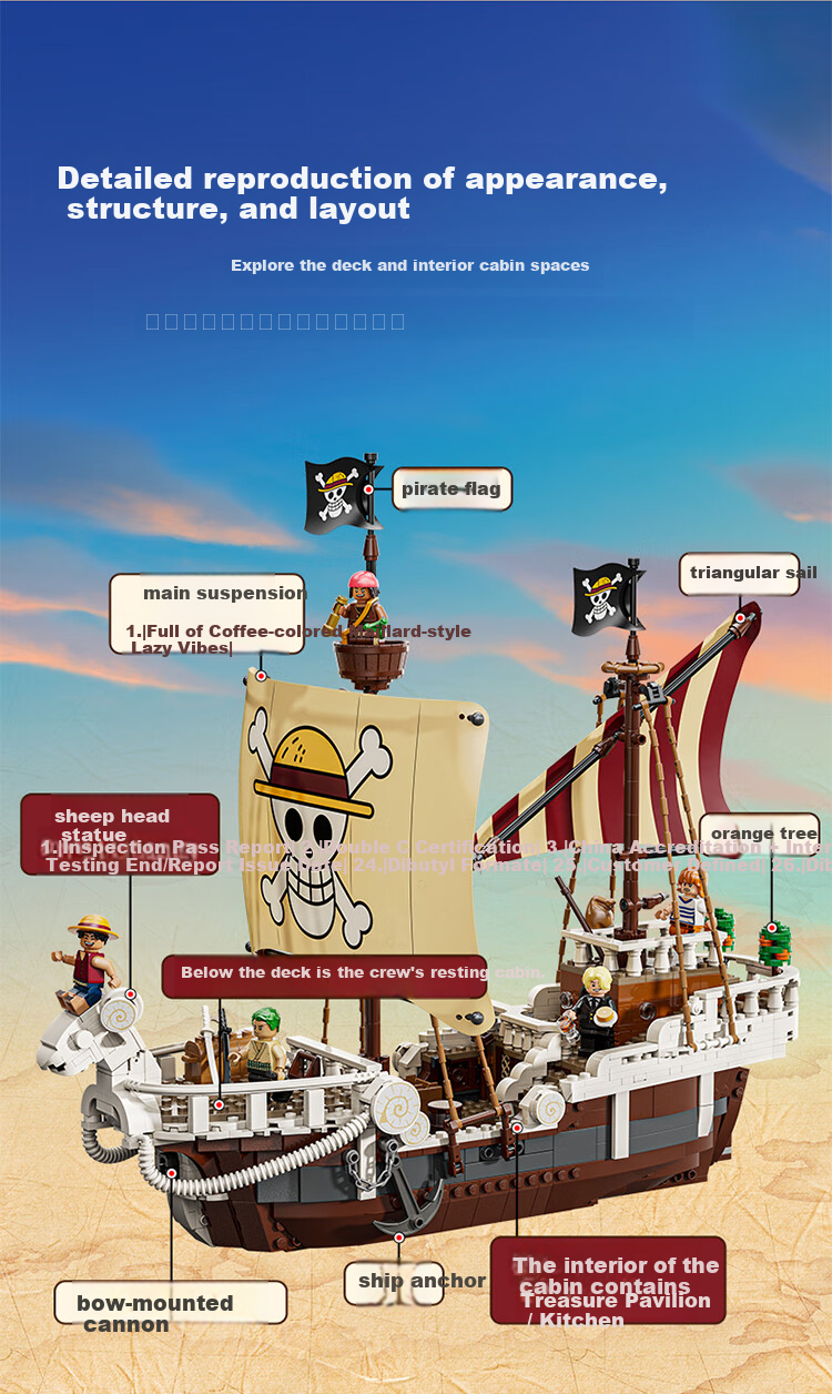 LEGO Pirate Ship 75639 One Piece Adventure Melon Luffy Ship Toy for Boys And Girls Children's Day Gift Decoratio 3