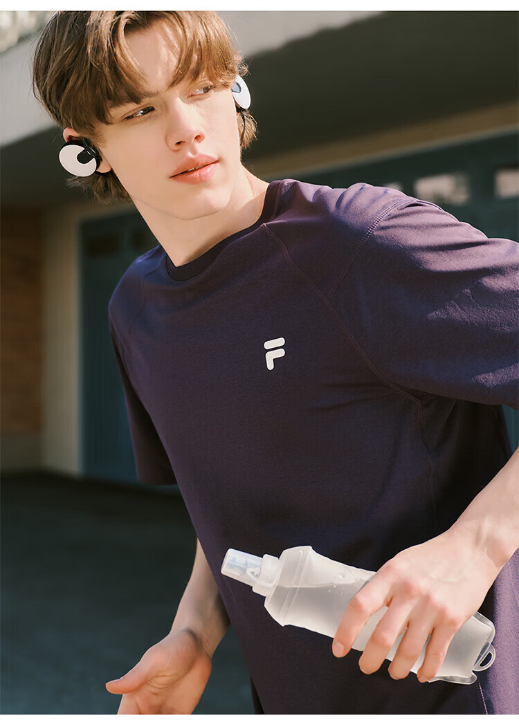 FILA Official Trendy Couple Knitted Dopamine Short Sleeve T-Shirt 26 Summer Quick-Dry Sports Tee 34