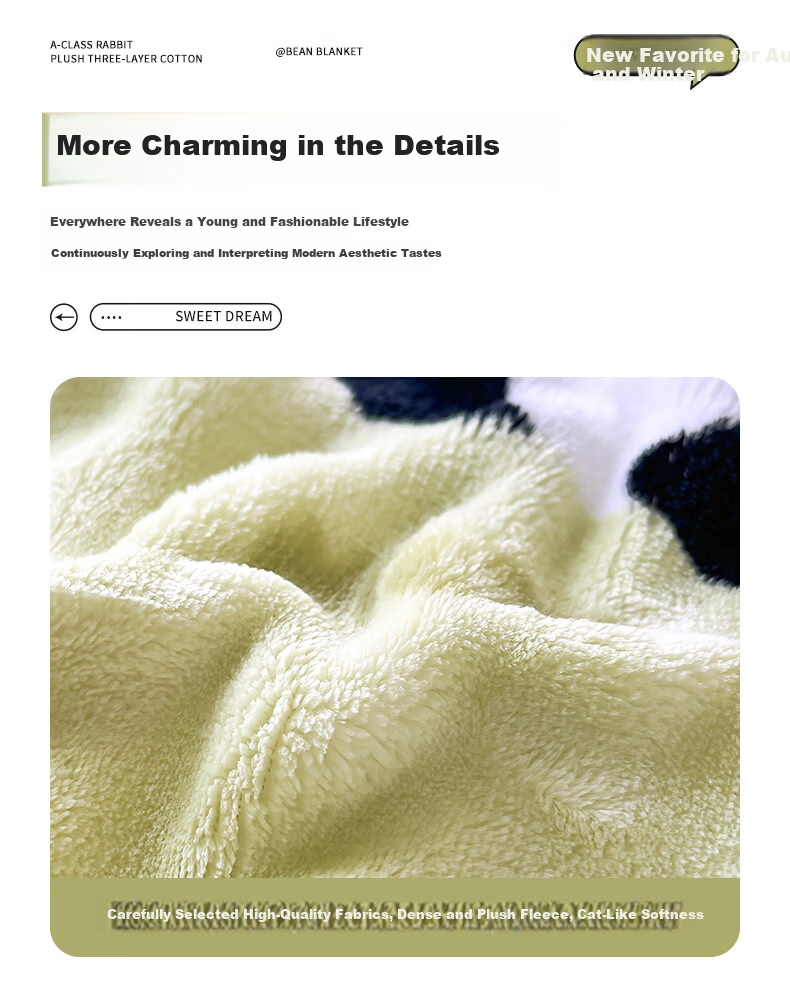 Grace A-Class Fabric Bean Velvet Rabbit Fur Fiber Quilt Autumn Winter Warm Blanket 150*200cm 4 Jin 14