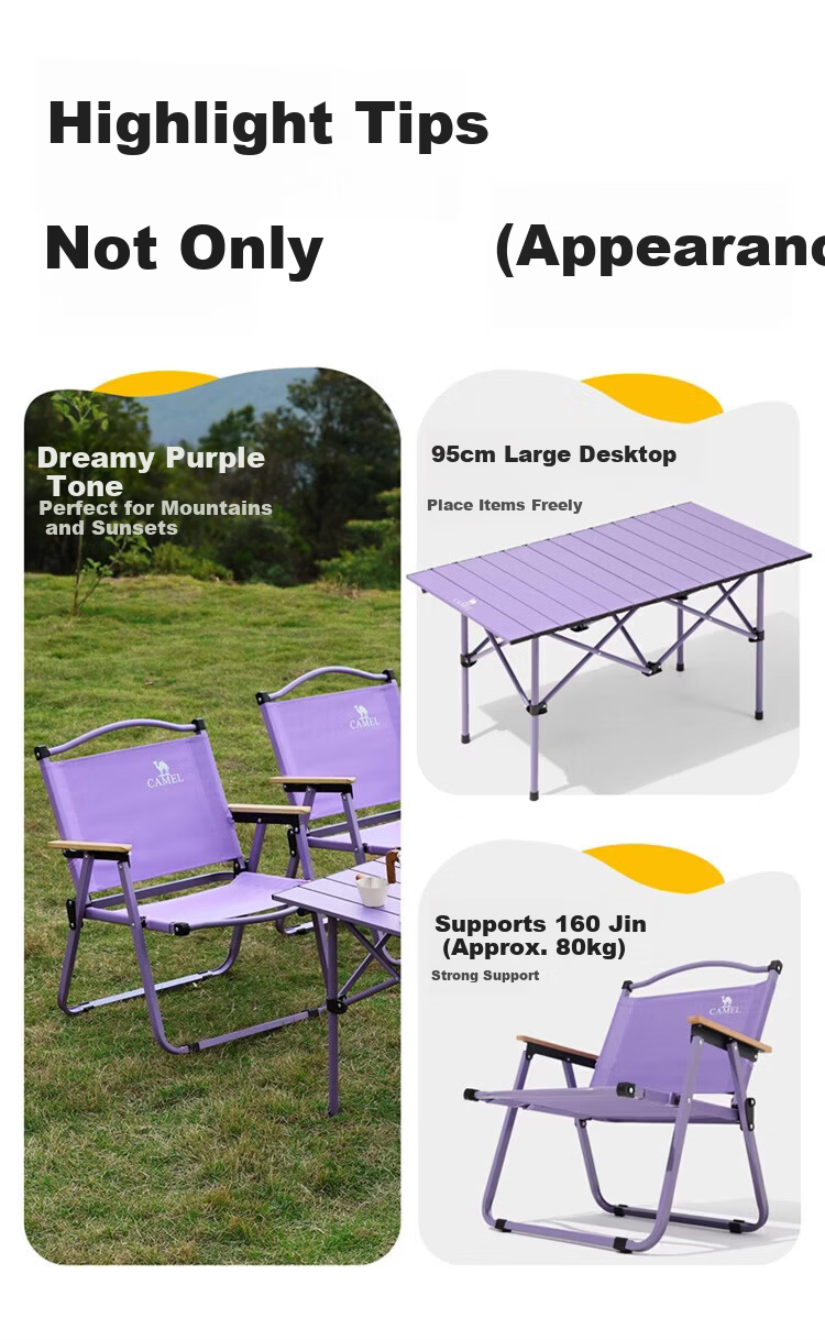 CAMEL Outdoor Camping Portable Lightweight Leisure Fishing Chair Camping Equipment Kemit Folding Chair P016F Night Purple 2