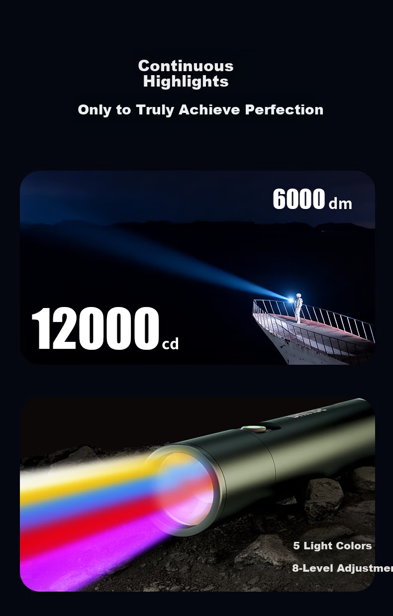 PHILIPS Ultra-Bright High-Intensity Flashlight with Five Color Light Sources, Long Battery Life, Outdoor Magnetic Camping Rechargeable Portable Home-Specific 5188 2