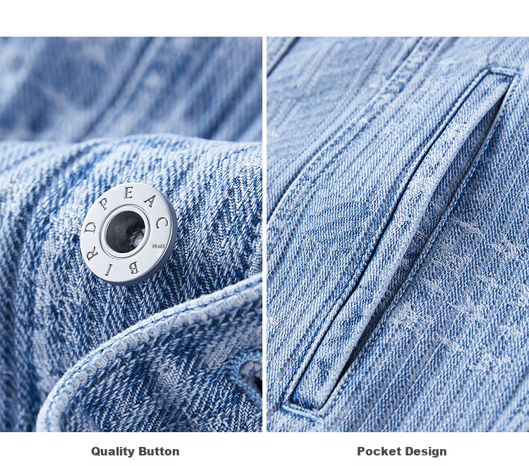 Peacebird Men's Textured Denim Jacquard Autumn Loose Casual Jacket Blue L 11