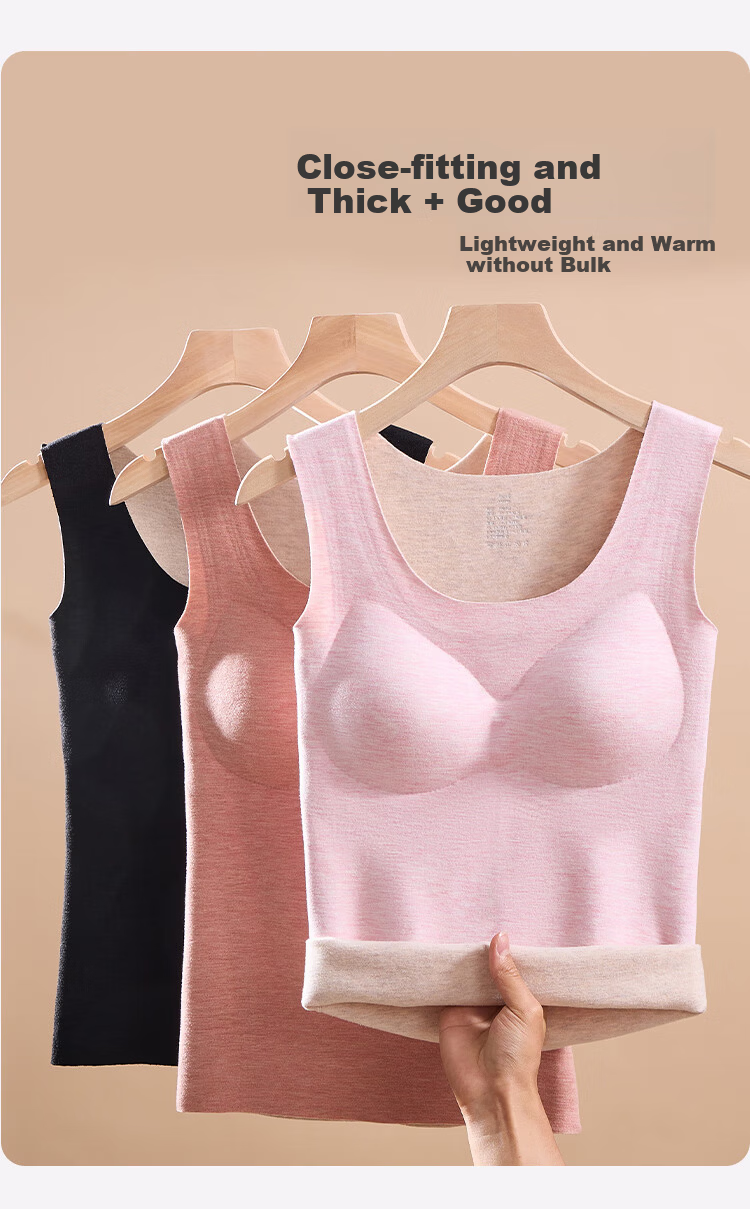 MiiOW New Thermal Velvet Chest Pad Women's Warm Vest with Cashmere and Silk Underwear Black L 4