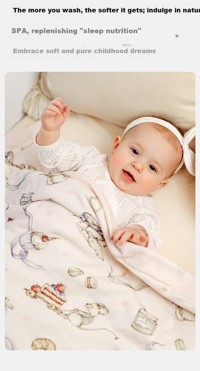 EMXEE Baby Summer Cool Quilt, Children's Blanket for All Seasons, Gauze Blanket for Newborns, Air Conditioning Quilt, Kindergarten Blanket, 120*140cm 12