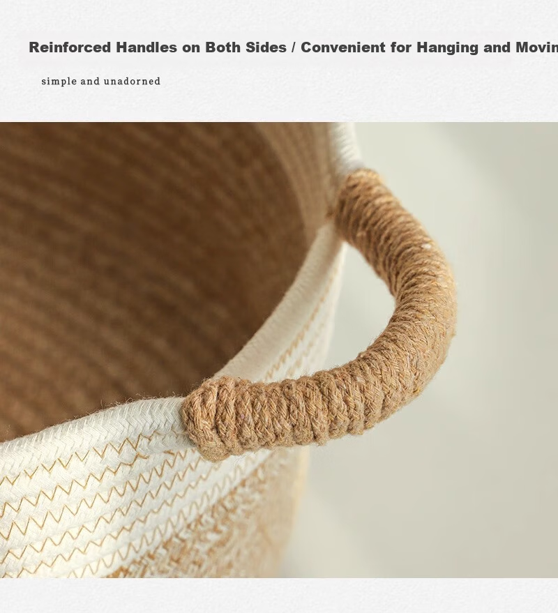 Yuanben Handmade Cotton Rope Woven Storage Basket for Bedside Cabinet, Multi-Purpose Organizer for Snacks, Toys, Clothes, Home Use 17