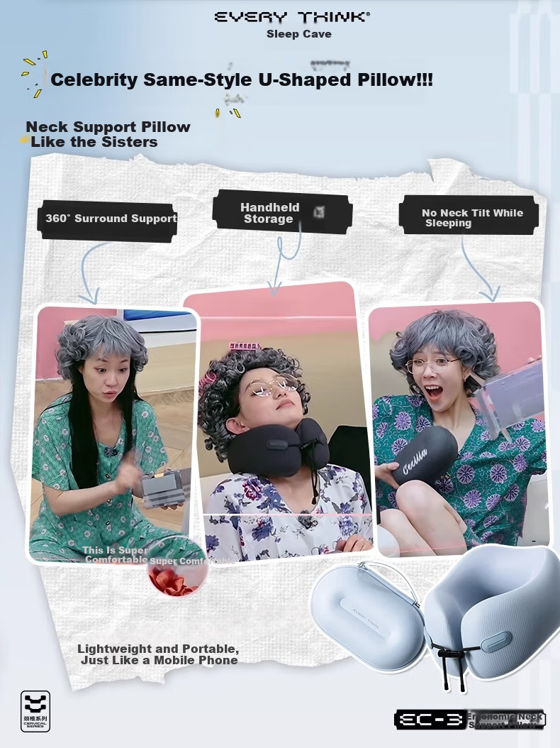 Sleep Cave Small Lotus U-Shaped Neck Pillow Travel Pillow Airplane Neck Support Pillow Everythink Portable Neck Protection Sleep Aid 1