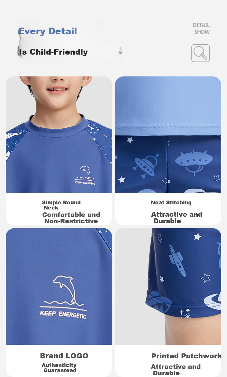 Keep Kids Boys New Split Student Youth Swimwear Set Dark Blue 150 7