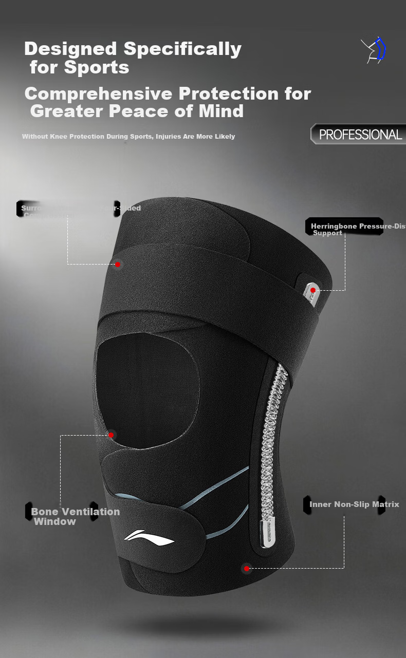 Li-Ning Knee Pads Summer Lightweight Protective Meniscus Injury Prevention Unisex Arthritis Support for Mountaineering Basketball Badminton Running 7