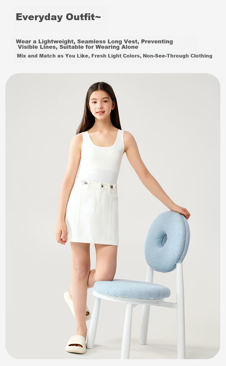 Jiusuiban Children's Vest for Girls, Size 120S, Jinmo Brand, for Ages 12-15 during Puberty, with Chest Pads, Bra, Student Anti-Nipple Show Underwear 4