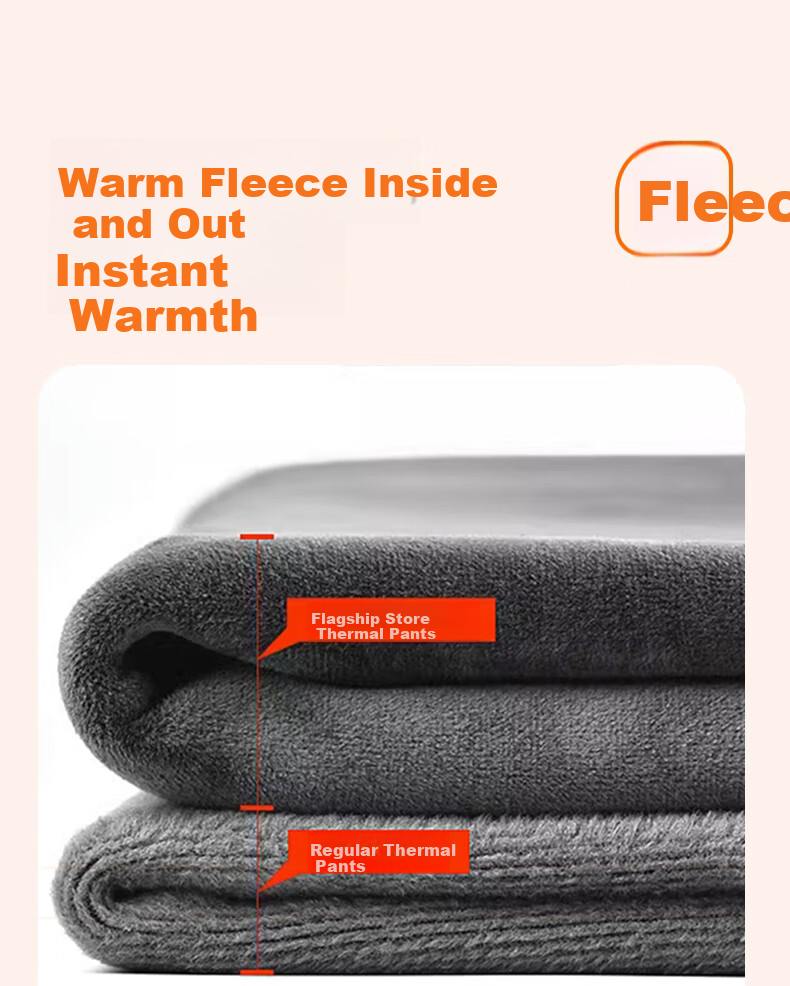 LangSha Men's Thermal Pants Thickened Wool Knee Protection Fleece Lined Leggings Plus Size Autumn Winter Cotton Pants 10
