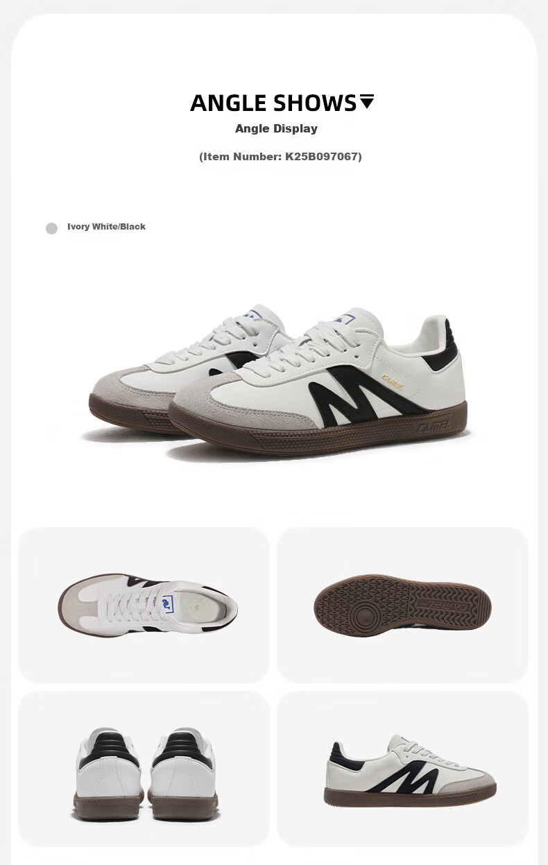 CAMEL Training Shoes Lightweight Sole Men's Casual Sports Shoes K15B09L7069 Ivory White/Black Size 43 21