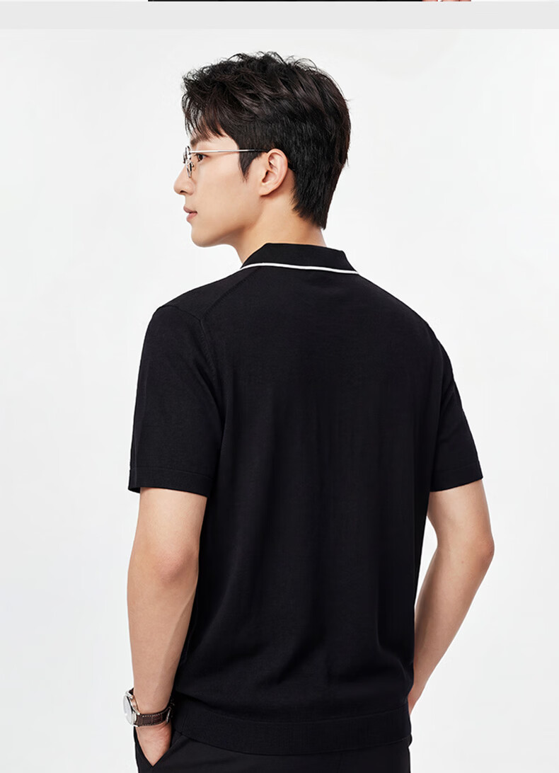 JD Jingzao Coolmax Luxury Men's Polo Shirt Short Sleeve T-Shirt Cooling Summer New High-End Gift Black L 17