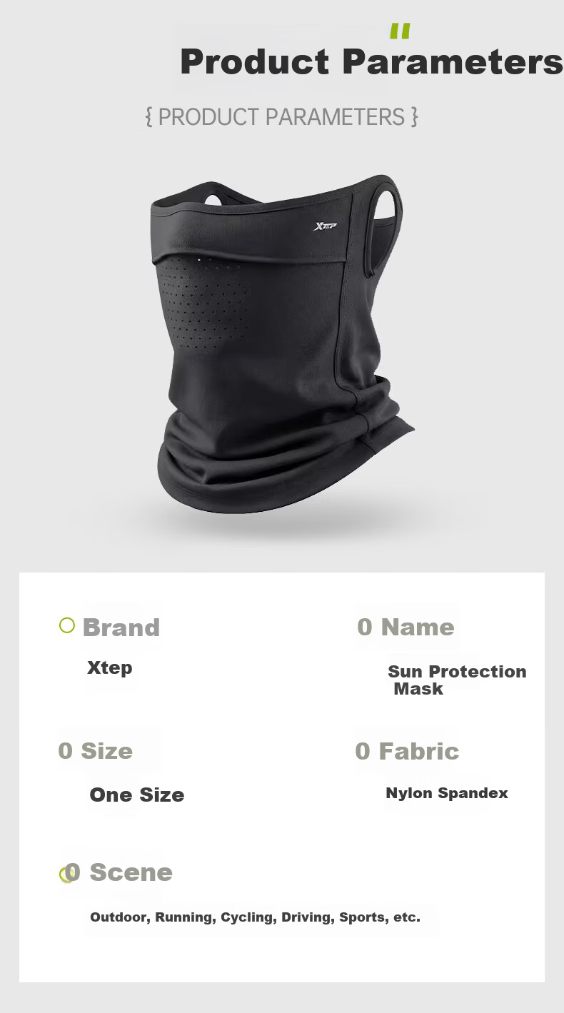 XTEP Sun Protection Face Mask Ear-Hook Cycling Neck Gaiter for Men, Full Face Windproof Dustproof UV Protection Mountaineering Gear 24