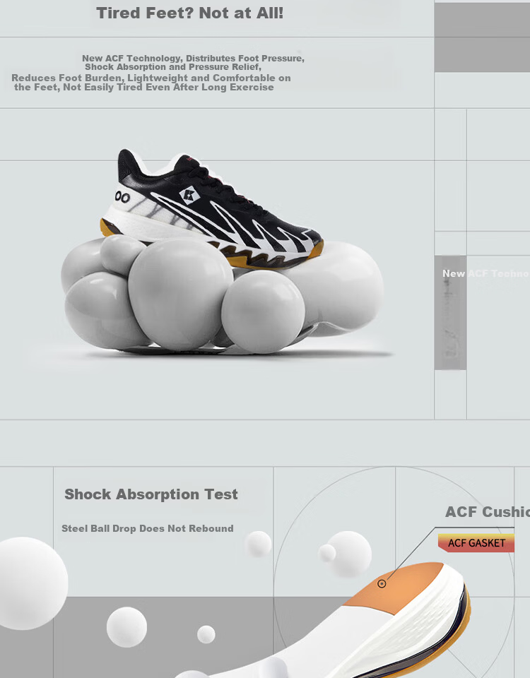 KUMPOO Shura Badminton Shoes ACF Cushioning Rebound Breathable Anti-Torsion Non-Slip Sports Shoes KH-G828 Black/White 38 6