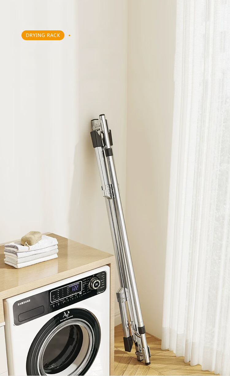 Huakai Star Floor-Standing Balcony Clothes Drying Rack Foldable Extendable YJ181 1.6m Adjustable Clothes Hanger No Installation Needed 10