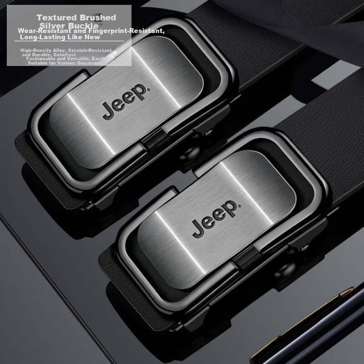 JEEP Men's Genuine Leather Toothless Automatic Buckle Belt 2026 New Style Birthday Gift for Husband