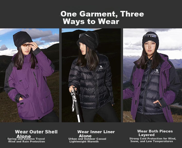 CAMEL [Rongyan] Outdoor Waterproof Down Liner Three-Proof Easy-Clean Cold-Resistant Warm Mountaineering Jacket M 9