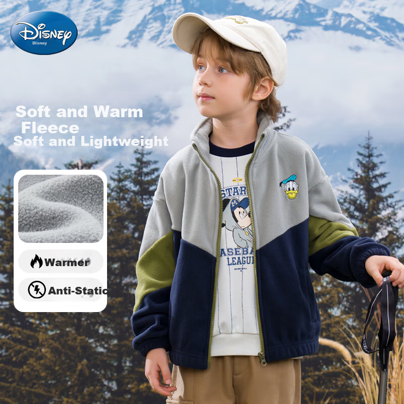 Disney Kids Autumn Winter Jacket Fashion Stand Collar Fleece Top Stylish Baby Clothes TD3DS009 Navy Blue 120